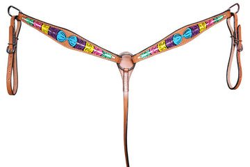 HILASON Western Horse Genuine Leather Breast Collar Tan